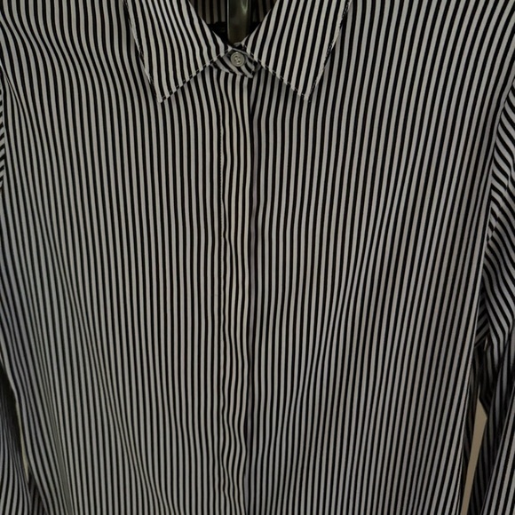 Philosophy Striped Tunic Black and White Pinstripe Blouse High/Low Women’s Large - Picture 3 of 13